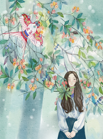 人物女性清新插画卡通素材