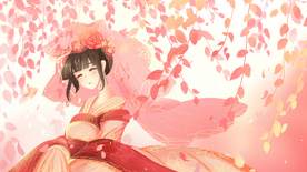 樱花人物女性国风插画素材