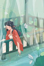 夏季人物女性古风国风插画素材