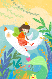 夏季人物女性飞鸟卡通插画素材