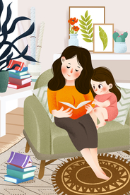 母亲节人物清新卡通插画素材