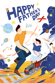 父亲节人物节日卡通插画素材