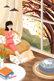 宅家休闲人物女性卡通插画素材