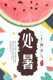 简洁处暑西瓜海报