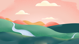 草坪波浪波纹插画卡通背景素材