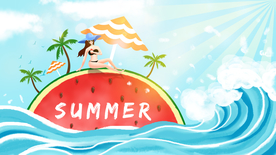 夏季波浪波纹插画卡通背景素材