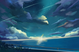 蓝色天空海洋大气插画卡通素材