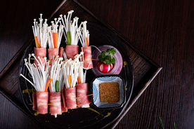 培根金针菇食物食材背景素材