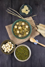 莲子绿豆粥美食食材背景素材