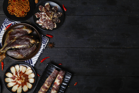 腊肉留白美食食材背景素材