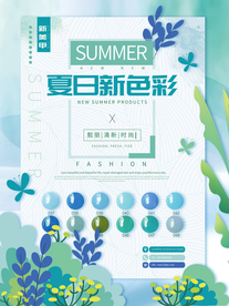 夏日绿色清新美甲海报