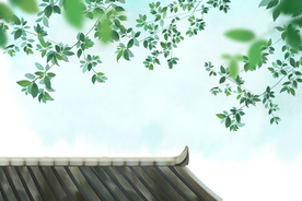 屋檐夏季古风国风传统背景素材