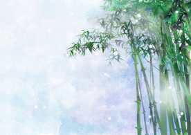 翠竹清新夏季国风插画背景素材