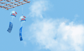 风铃夏季清新插画卡通背景素材