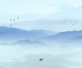 新中式水墨山水图片