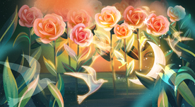 飞鸟花朵清新插画卡通背景素材