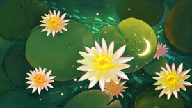 菊花荷叶清新插画卡通背景素材