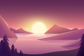 日落风景插画背景素材