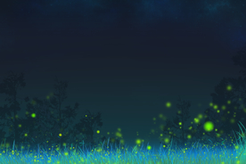 黑夜萤火虫森林插画卡通背景素材