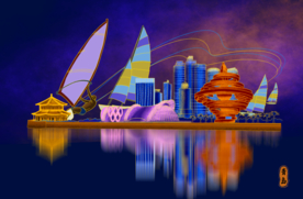 城市建筑墙贴壁纸背景素材