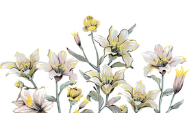 花朵清新传统复古墙贴壁画素材