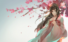 女性人物国风古风插画背景素材