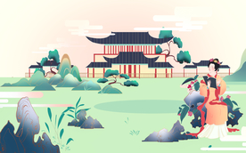 人物女性国风古风插画背景素材