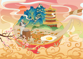 食物美食清新国风插画背景素材