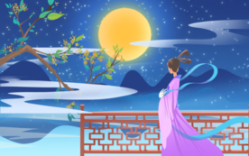 人物女性国风古风插画背景素材