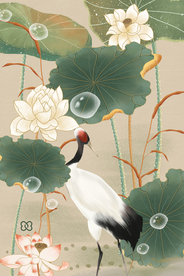 新中式夏日荷叶荷花