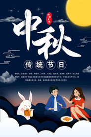 卡通中秋节宣传海报