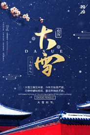 蓝色简约大气大雪海报