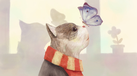 小猫清新插画卡通背景海报素材