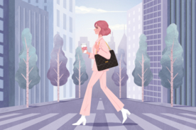 职业女装道路插画卡通背景素材