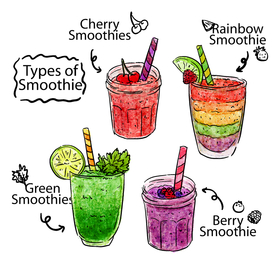 凉爽水果果汁矢量素材