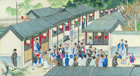 古代市井工笔画