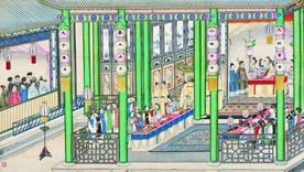 古代市井工笔画