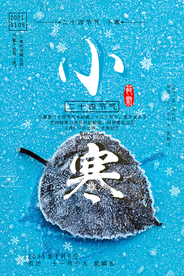 蓝色简约小寒海报