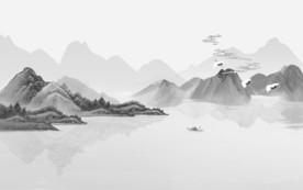 新中式水墨山水图片
