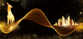 金色线条建筑背景海报素材