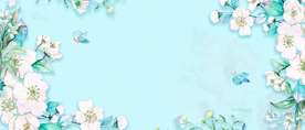花朵植物清新淡蓝背景海报素材