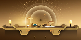 地产复古山水背景海报素材