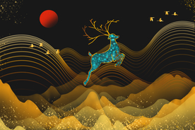 地产复古山水背景海报素材