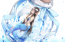 瓶中少女人物插画卡通海报素材