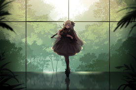 小提琴少女人物插画卡通海报素材