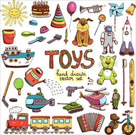 手绘儿童玩具矢量素材