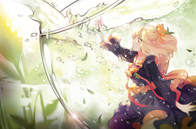 瓶中人物插画卡通清新海报素材