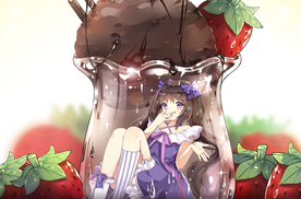 瓶中人物插画卡通清新海报素材