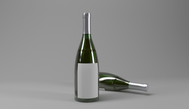 香槟玻璃瓶立体样机背景素材