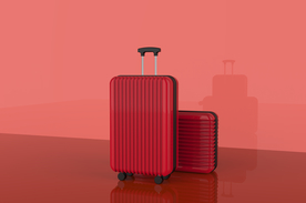 拉杆箱红色立体样机背景素材